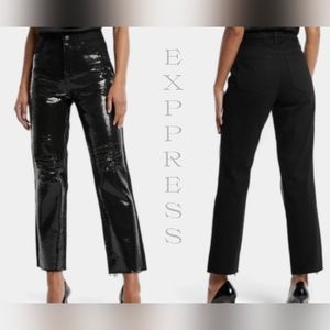 Express High Waisted Sequin Front Ripped Jeans Black 4P  NWT
